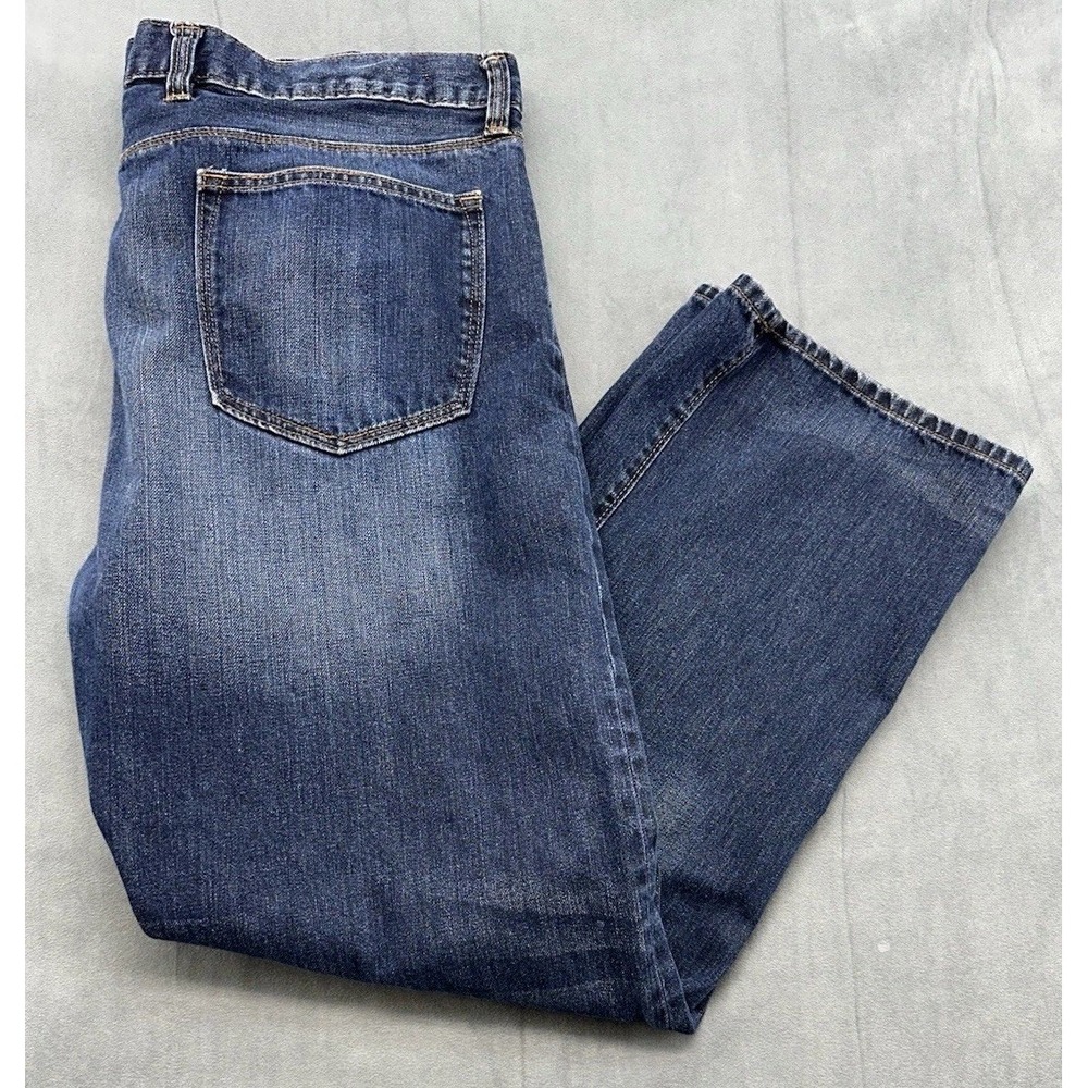 Gap 1969 Premium Easy Blue Jeans Men's 40x32 Straight Distressed Medium Wash
